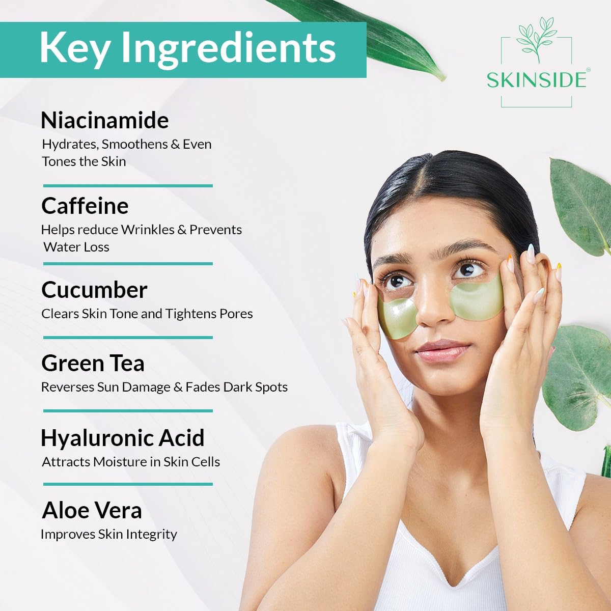 Skinside Under Eye Hydrogel Patches for Dark Circles With Caffeine, Niacinamide & Hyaluronic Acid Serum for Wrinkles & Puffy Eyes by Deep Hydration (28)