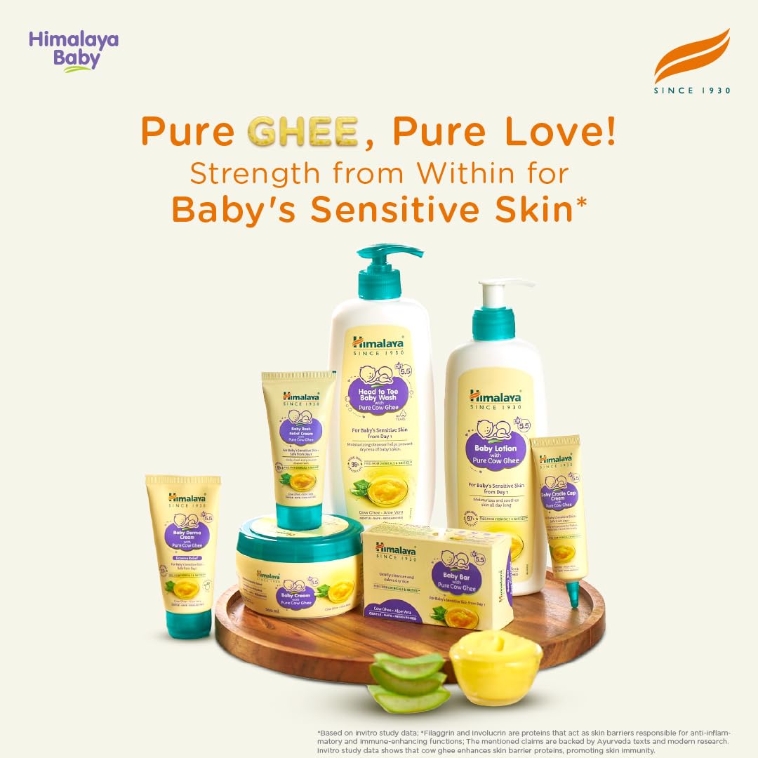 Himalaya Baby Cream with Pure Cow Ghee 200ml| For Sensitive Skin| pH 5.5 Pure cow ghee 200 ml (Pack of 1)