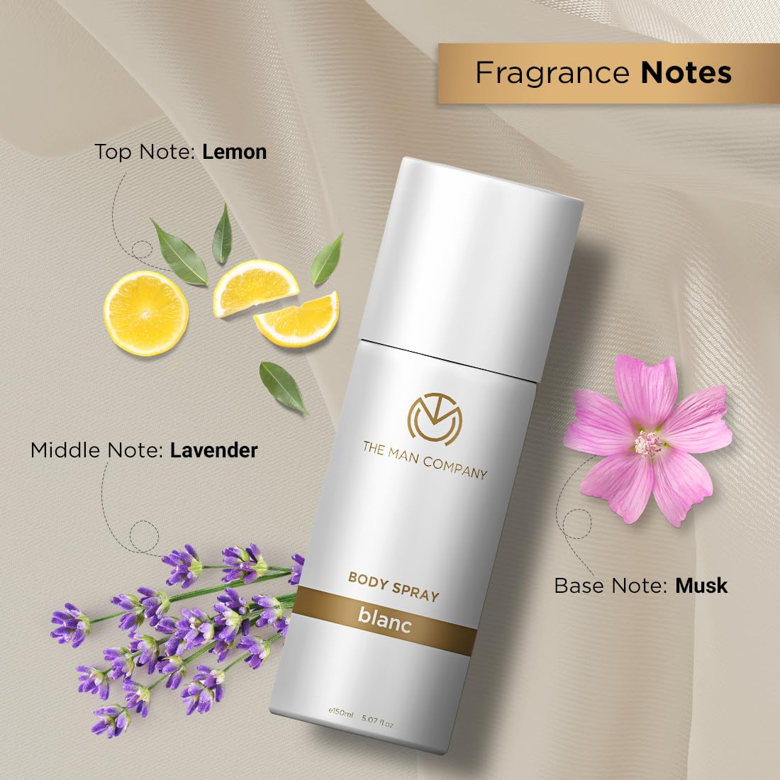 The Man Company Blanc Lemon Deodorant For Men - 150Ml | Premium Long-Lasting Fragrance Body Spray | Perfect Deo For Everyday Use | Gift For Him