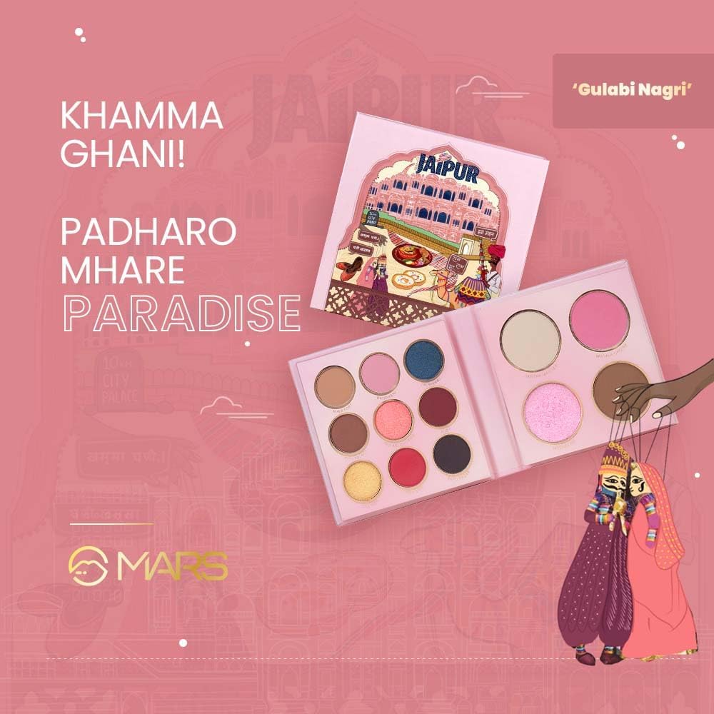 MARS The City Paradise Makeup Kit, 9 Eyeshadow Palette with Highlighter, Blusher, Bronzer, Compact Powder, Highly Pigmented, 16.0 gm (07-Jaipur)