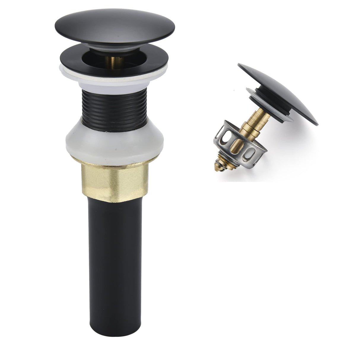 Rockgoya Bathroom Sink Drain,Drain Stopper Bathroom Sink Without Overflow,Pop Up Drain Assembly with Detachable Strainer Basket,Built-in Anti-Clogging Strainer,