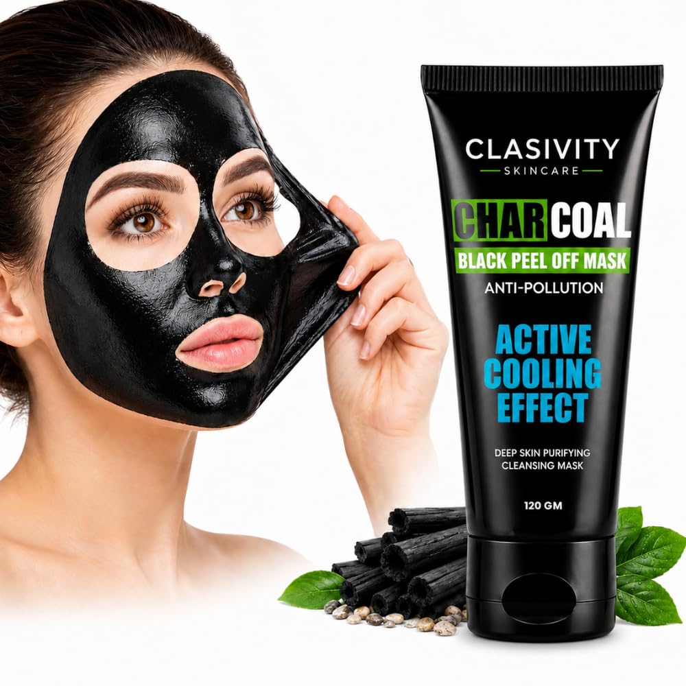 Charcoal Black Peel Off Mask for Men & Women | Removes Blackheads and Whiteheads | Active Cooling Effect | Deep Skin Purifying Cleansing (60 gm)