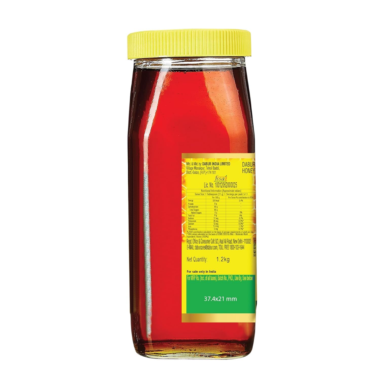 Dabur Honey - 1.2kg | 100% Pure | World's No.1 Honey Brand with No Sugar Adulteration | For Fitness & Health | Natural Immunity Booster | 100% Indigenous | Rich in Antioxidants & Minerals