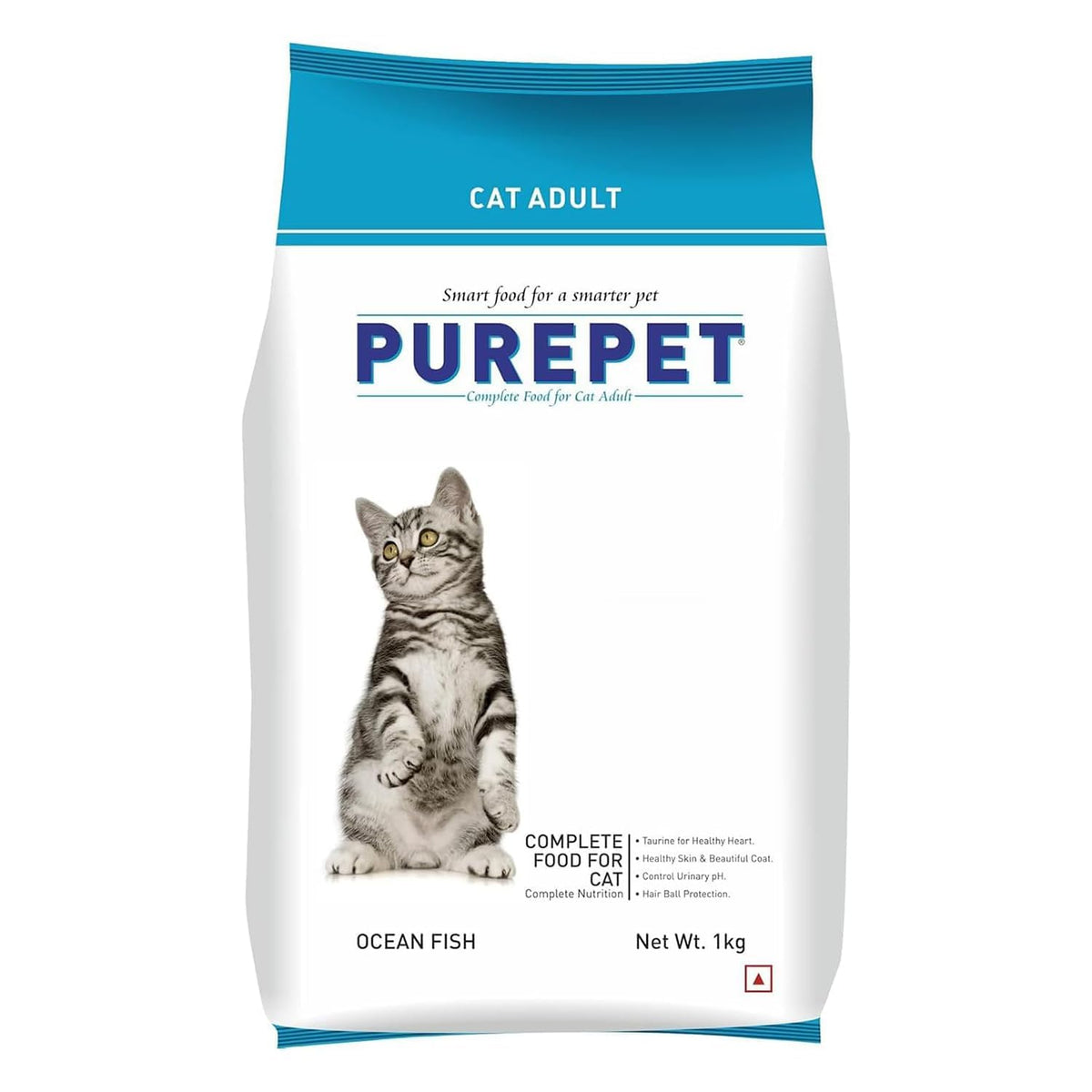 Purepet Adult Dry Cat Food 1kg | Ocean Fish Flavour | Hairball Protection | Heart Care with Taurine | Skin & Coat Health 1 kg (Pack of 1)