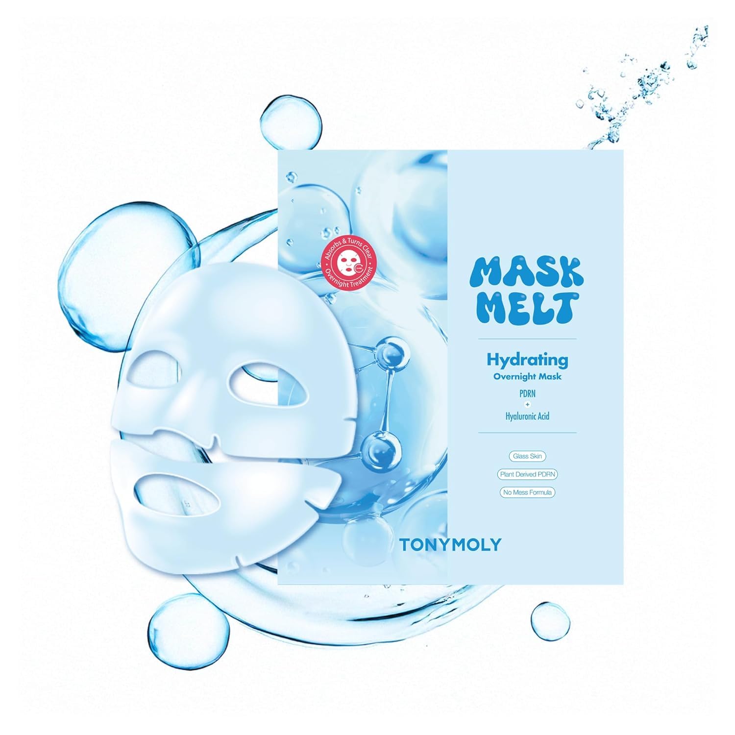 TONYMOLY Mask Melt Assorted Hydrogel Overnight Mask 4-Pack, Melt-On Face Masks with Collagen, Vitamin C + Rice, Vegan PDRN & Peptides for Hydration, Firming, Brightening & Smoothing