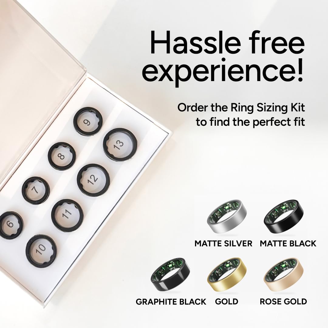 Gabit Smart Ring | Buy Sizing Kit First | AI Health & Fitness Tracker, Men, Women | Sleep, Stress, Nutrition, Steps, Heart Rate,VO2 Max | 7-10 Day Battery, Tita