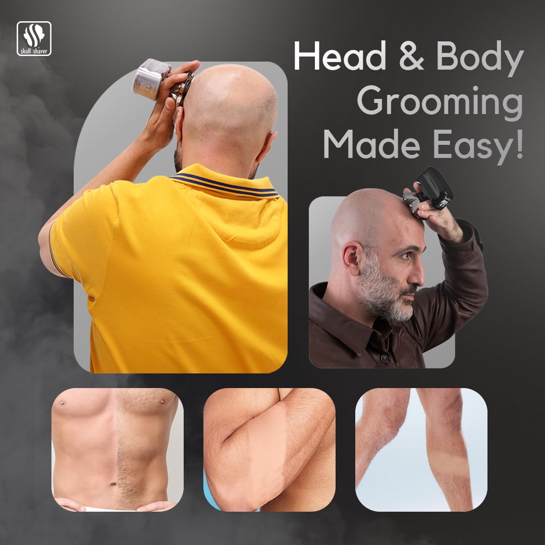 Skull Shaver Pitbull Silver PRO SX5 :Electric Head Shaver for Men, Wet & Dry Bald Head Shaver with Ergonomic Design - Perfect Grooming Kit & Gift for Men Single