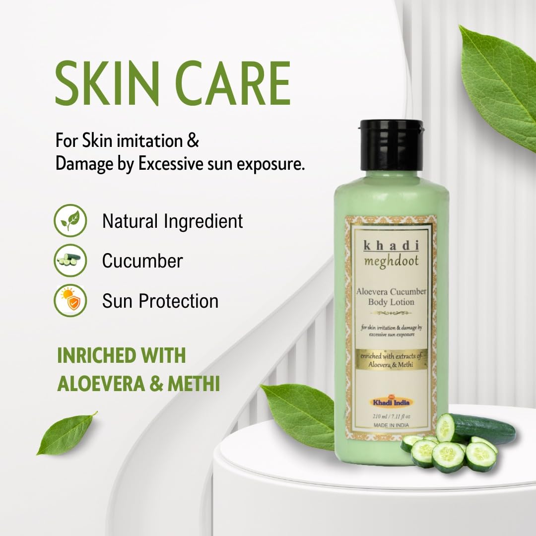 Khadi Meghdoot Aloe Vera Cucumber Intense Hydrating Body Lotion – Deep Moisturizing Formula with Aloe Vera & Cucumber Extract – For Soft, Smooth & Nourished Ski