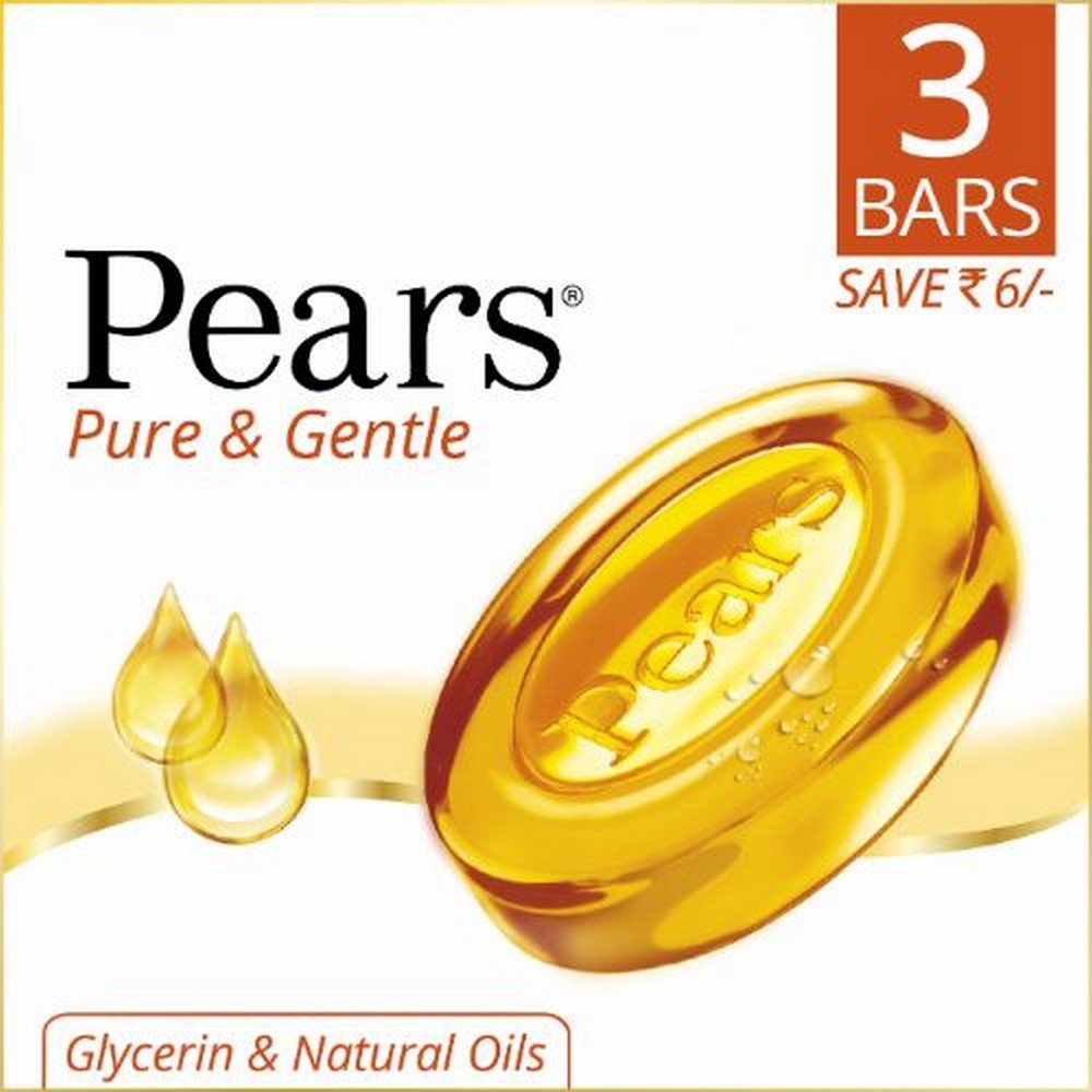 Pears Pure & Gentle Soap Bar, 3x125g 125 g (Pack of 3)
