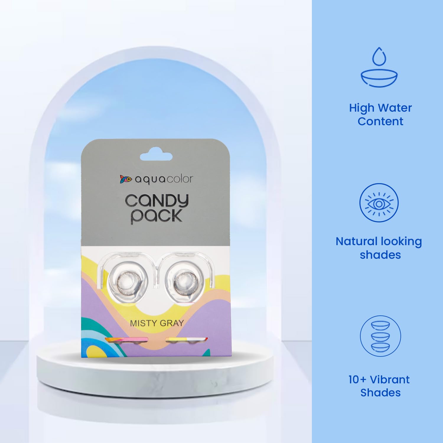 Aquacolor Misty Gray Candy Pack Zero Power Colored Lenses (2 Lens/Box)
