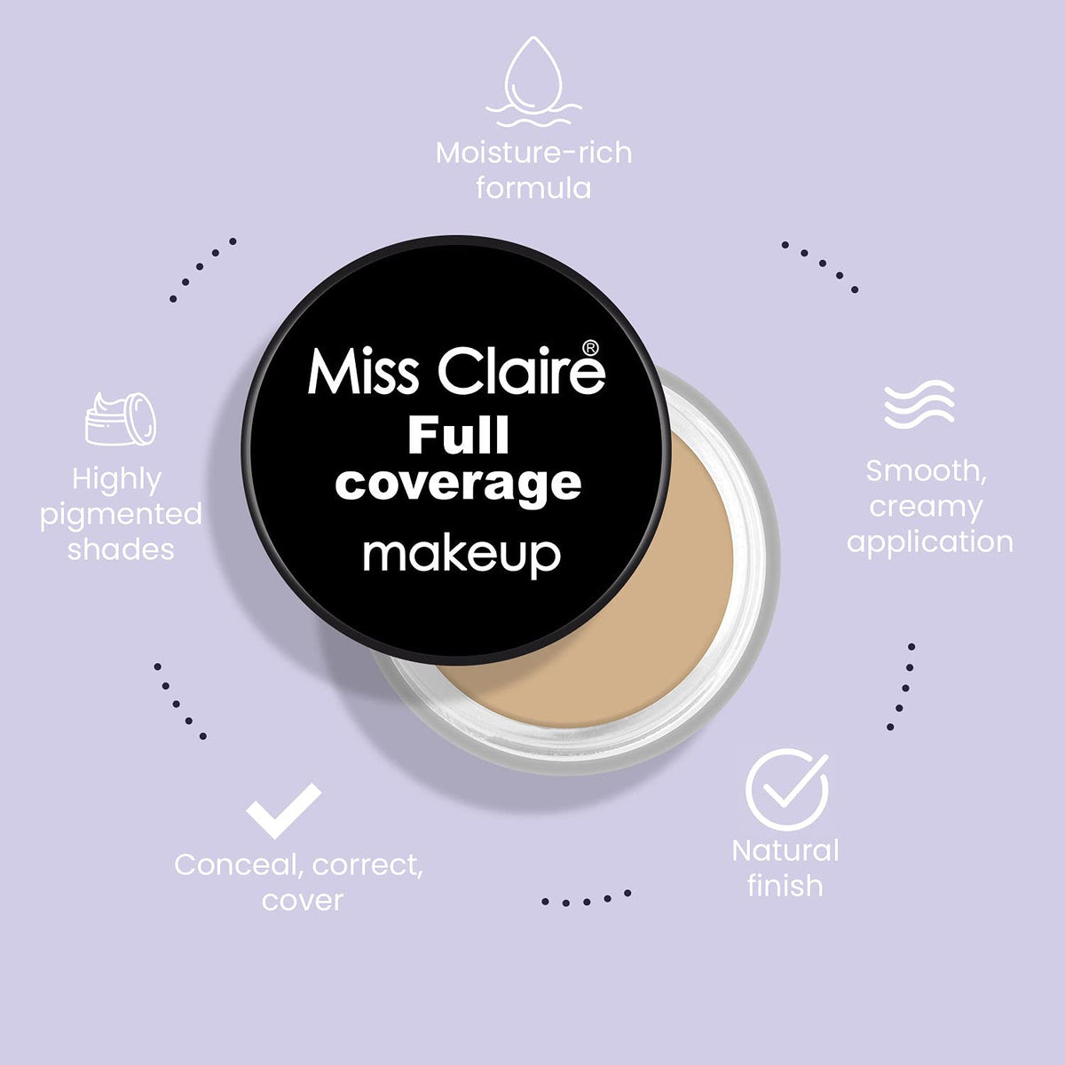 Miss Claire Full Coverage Makeup Cream Concealer Jar (12 FS303, 6g) Matte Finish