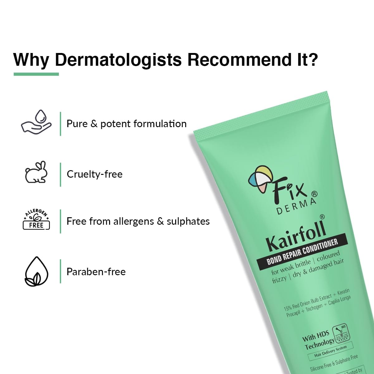 Fixderma - Kairfoll 15% Red Onion Conditioner with Castor Oil for Hair Growth (200mL)