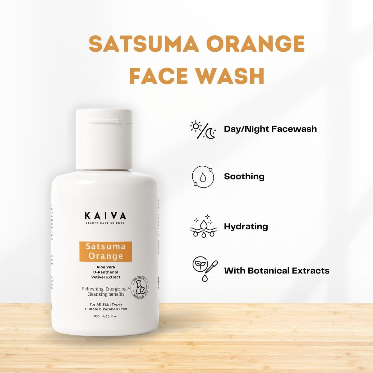 KAIVA Satsuma Orange Face Wash | Hydrating & Brightening Formula | For Women & Men - 100 ml 100 ml (Pack of 1) Satsuma Orange Face Cleanser
