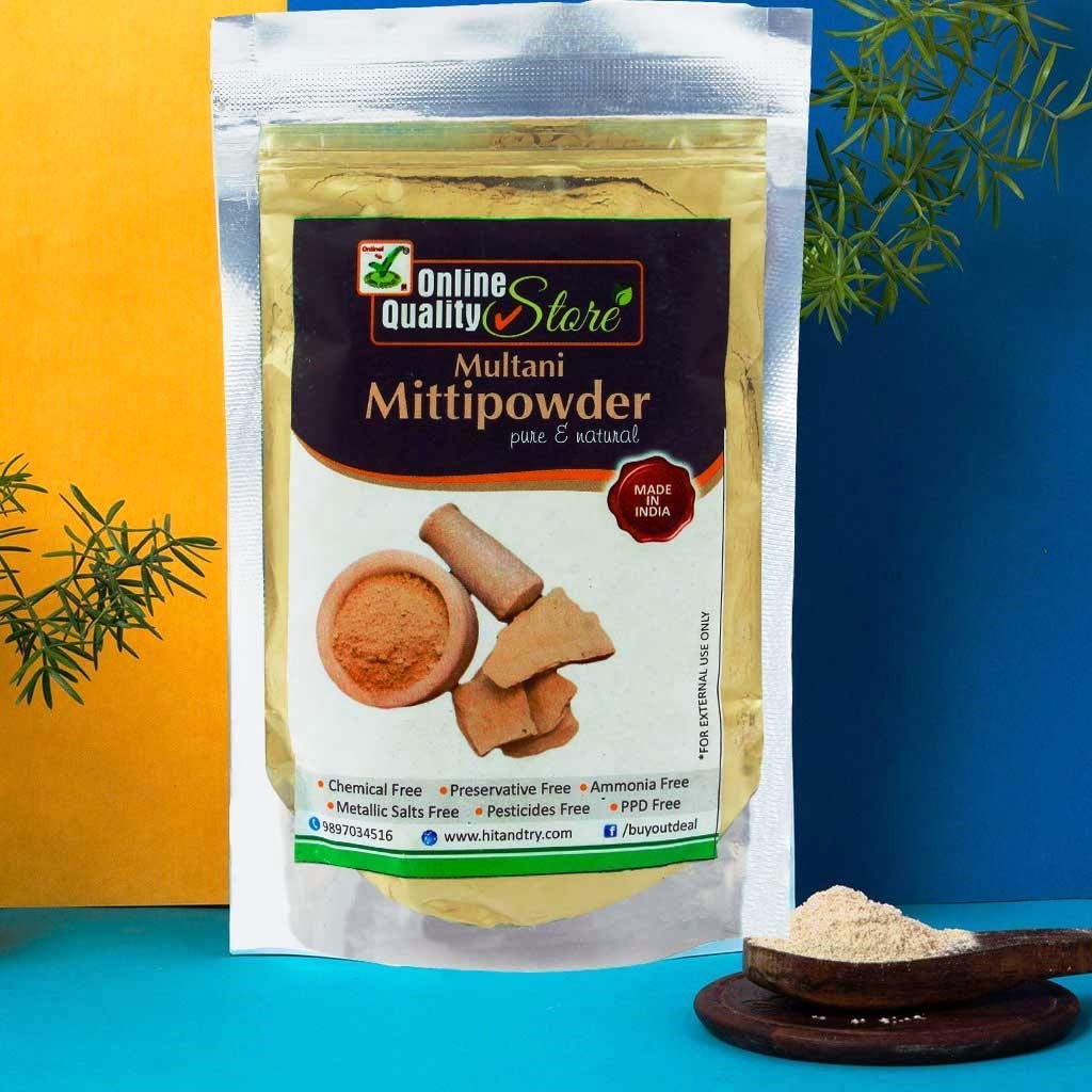Online Quality Store Natural Multani Mitti Powder for Face Pack - 100g | Fuller's Earth Clay Powder for Deep Pore Cleansing, Oil Control & Smooth Glow 100 g (Pa