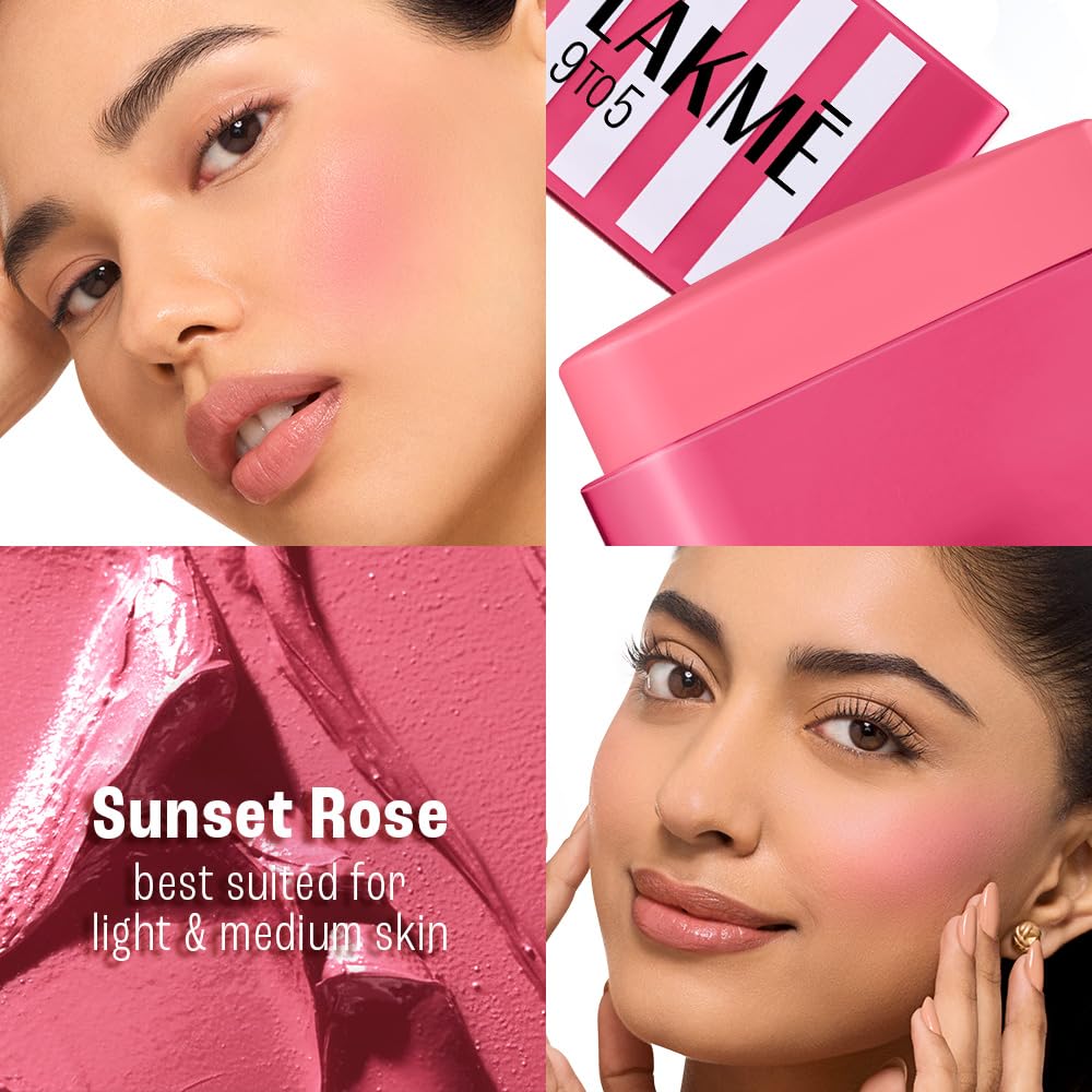 Lakme 9to5 Hya Beach Edit SPF Blush Sunset Rose, Creamy Texture, Travel-friendly, 8.6g