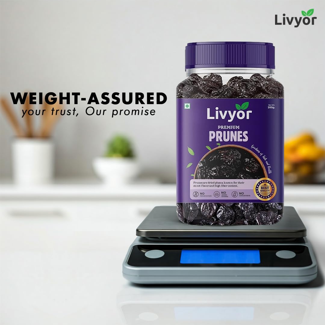 Livyor Premium Pitted Prunes for eating - 1kg | Healthy Snack | Seedless | Dried Plums | Source of Fibre | High in Vitamins | Rich in Pottasium | Pack of 1