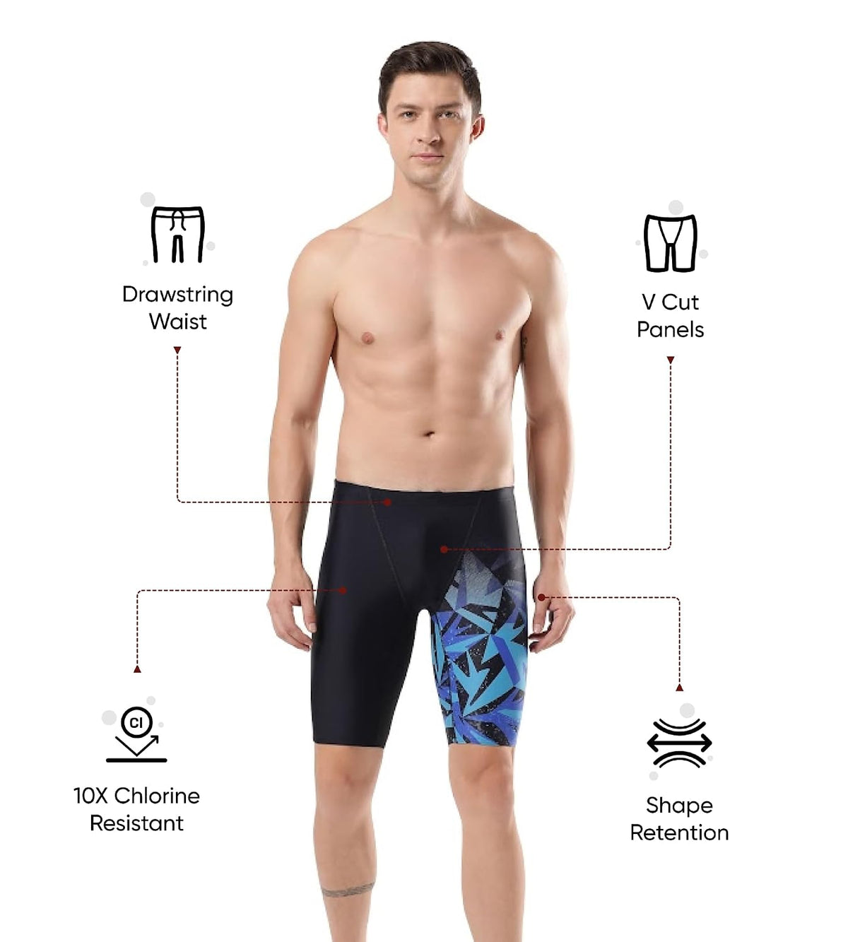 Speedo Men's Endurance10 Hyperboom V-Cut Jammer Swimming Trunks True Navy / Blue Flame / Pool L