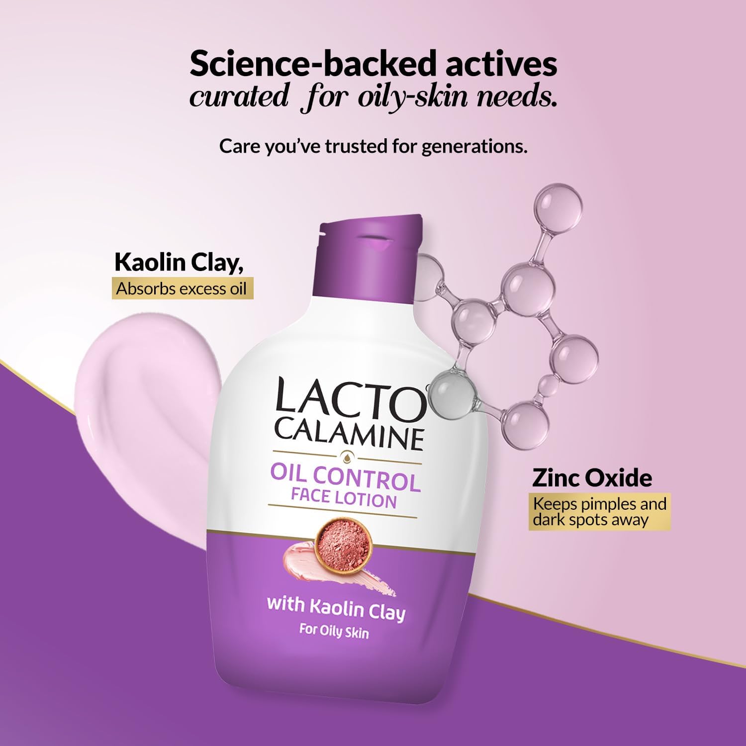 Lacto Calamine Daily Face Moisturizing Lotion for Oily Skin, 4.06 Fl Oz (120 ml), for Pimples, Acne, Dark Spots, and Blackheads