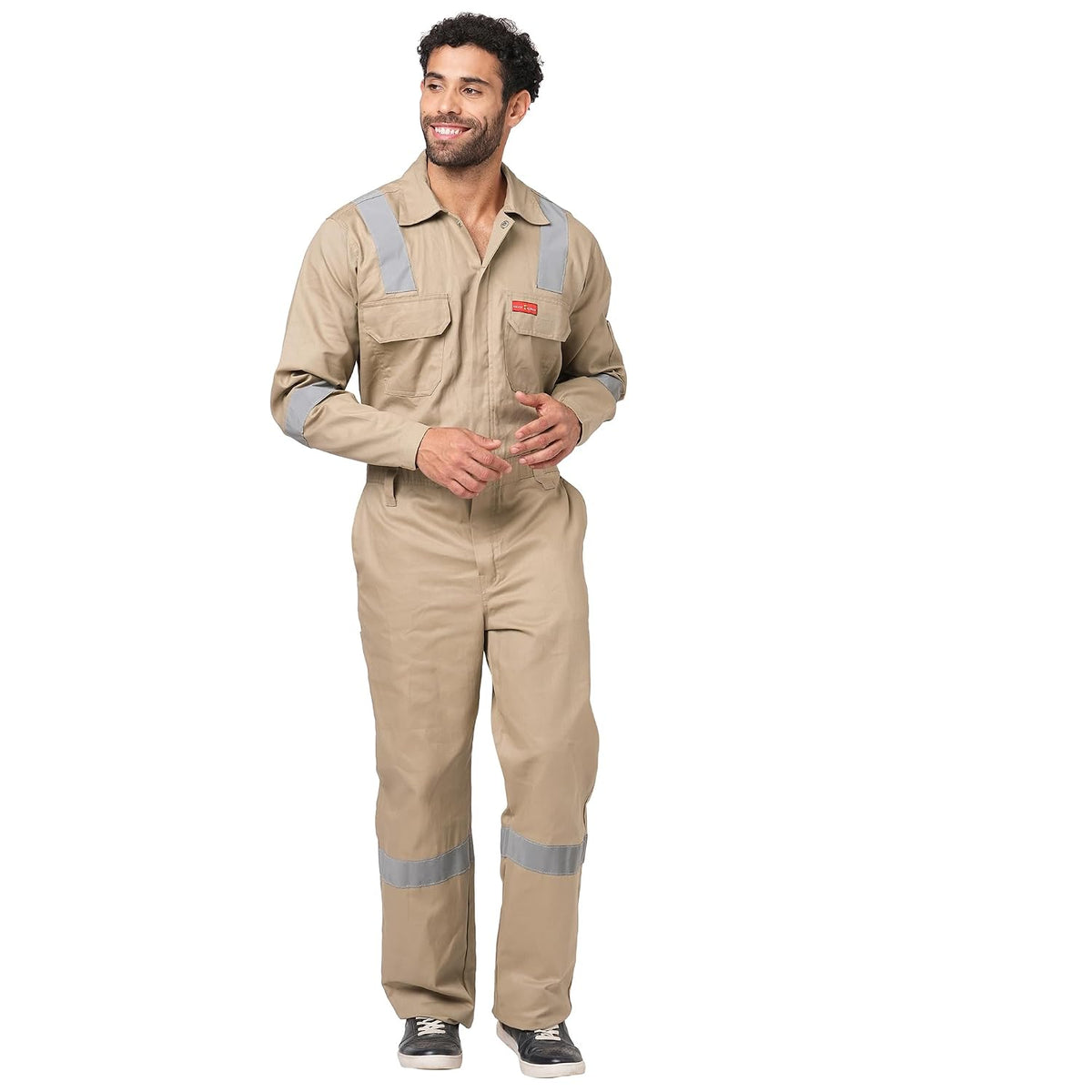 Men's 100% Cotton Industrial Boiler Suit Workwear Coverall with Multiple Pockets and High Visibility Reflective Tape, Smart Fit, 200 GSM, Navy Blue, Size 50 (5X