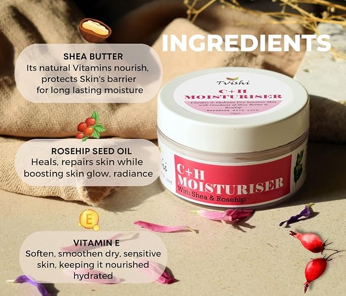 C+H Moisturiser | Hydrating Face Cream | Quick Absorbing, Non-Greasy | Soft & Smooth Moisturizer | For Dry to Matured Skin | For Glowing Skin | Moisturizer Crea