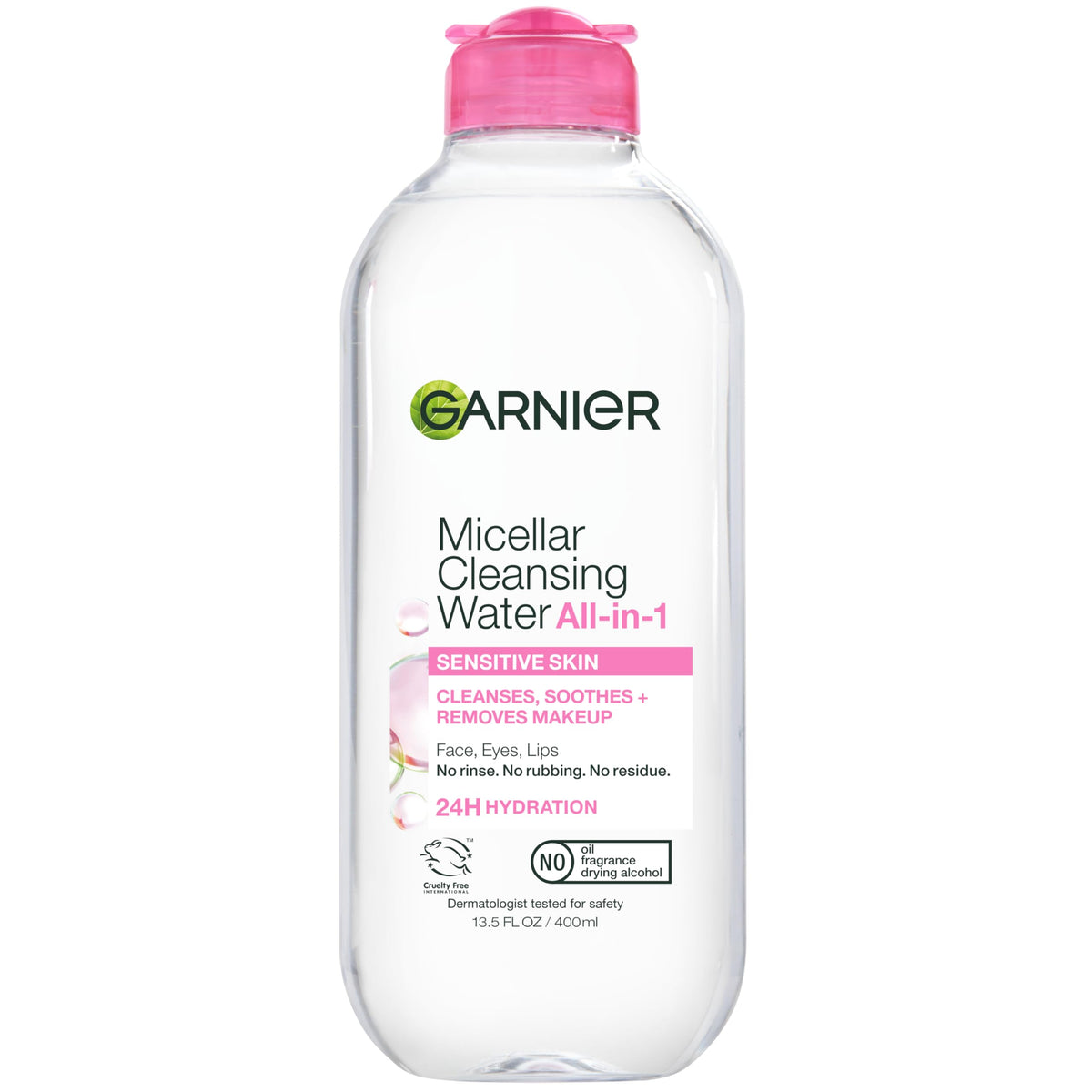 Garnier Micellar Water, Hydrating Facial Cleanser & Makeup Remover, Suitable for Sensitive Skin, Vegan, Cruelty Free, 13.5 Fl Oz (400mL), 1 Count Unscented 13.5