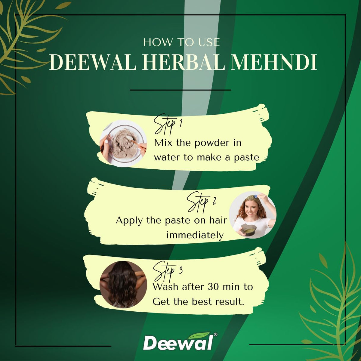 Deewal Herbal Khadi Mehndi Powder – Hair Color & Conditioning, 240g (Pack of 3) | With Amla, Bhringraj, Neem & Shikakai | For Men & Women Black Pack of 3