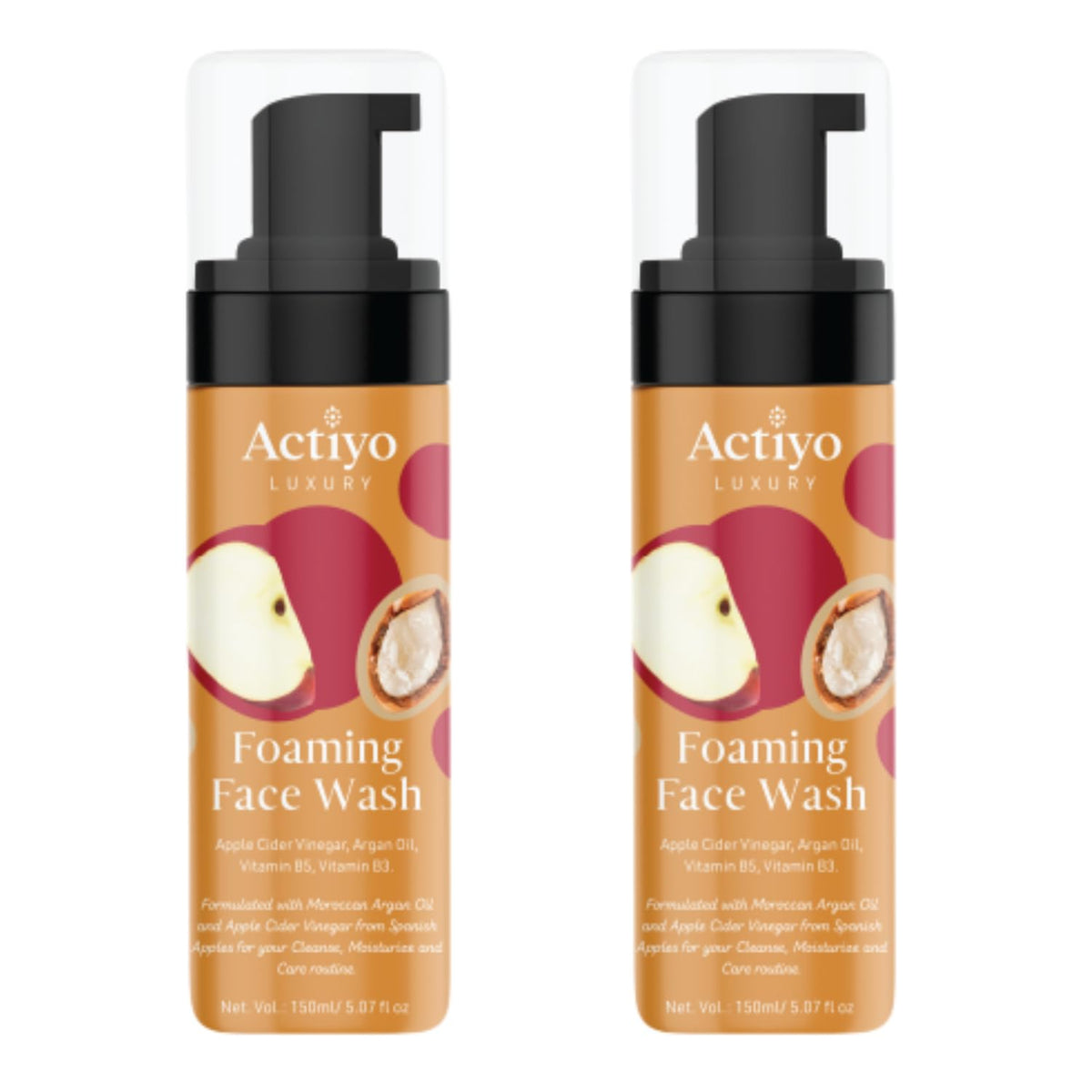 Apple Cider and Argan Oil Cleansing Foam Face Wash for Clean Skin and Radiant look, 150ml (ARGAN OIL & APPLE CIDER VINEGAR (PACK OF 2)
