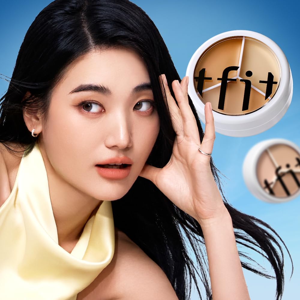 TFIT Multi-Use Pot Concealer - Triple Palette | High-Pigmented, Full Coverage & Crease-Proof | Korean Concealer for Dark Circles, Redness & Blemishes (05 Deep, 0.52 Oz)