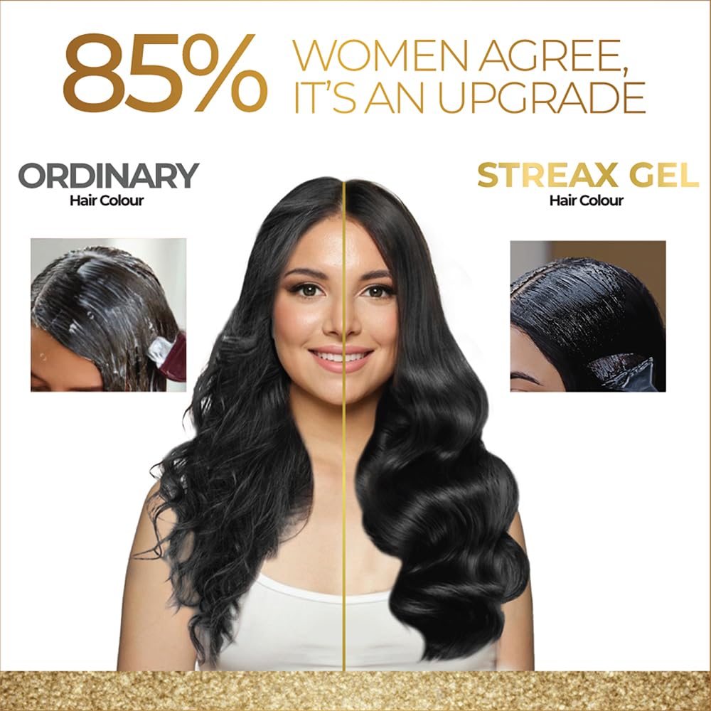 Streax Gel Hair Colour for Women & Men, Dark Brown 3, 150ml | Hair Colour Dark Brown| 100% grey coverage | Long Lasting Hair Color, Easy to Use | Ammonia-Free H