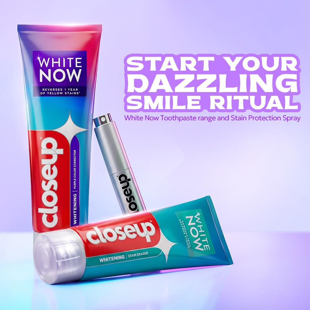 Close Up White Now Stain Eraser toothpaste for Teeth Whitening | Removes 100% surface stains to whiten teeth| Minty Fresh | Enamel safe & for daily use 100g