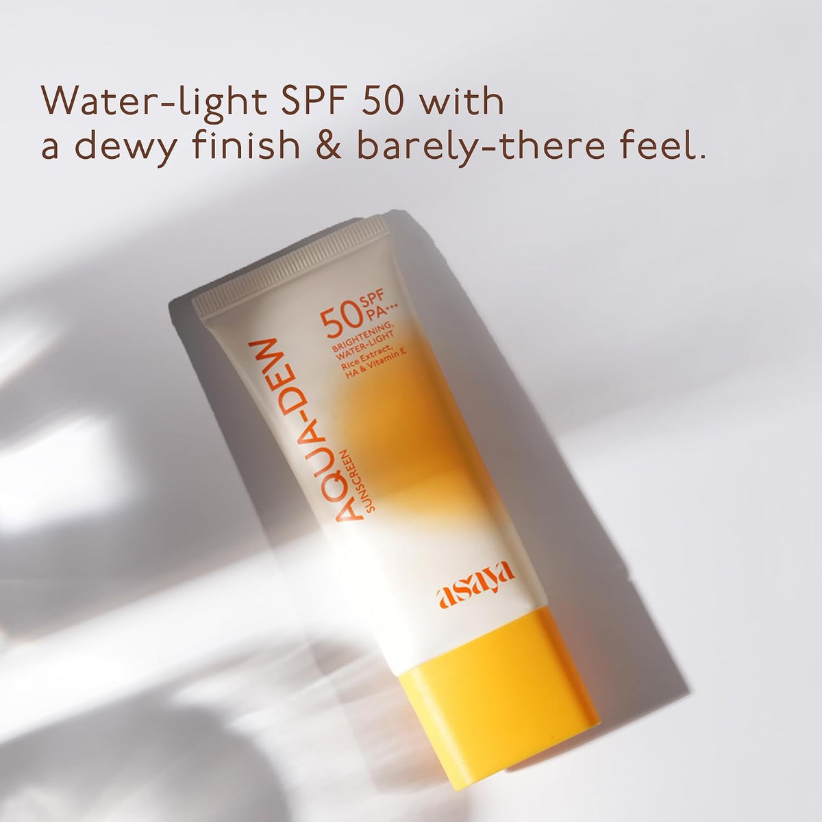Asaya Aqua Dew Sunscreen SPF 50 PA+++ | In VIVO Tested | UVA/B Light Protection | Blue Light Protect | Dewy | With Rice Extract | No White Cast | Prevents Tanni