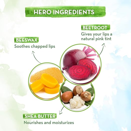 Mamaearth Beetroot Tinted 100% Natural Lip Balm with Beetroot & Beeswax - 2 g | | 12 Hr Moisturization | For Dry & Chapped Lips | Natural Pink Tint | Brightens