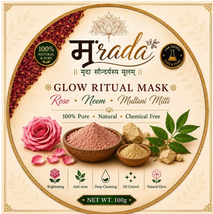 Mraada Glow Ritual Face Mask 100g | Natural Glow & Deep Cleansing Face Pack | Exfoliating, Skin Brightening & Pore Purifying Clay Mask | Oil Control & Radiant S