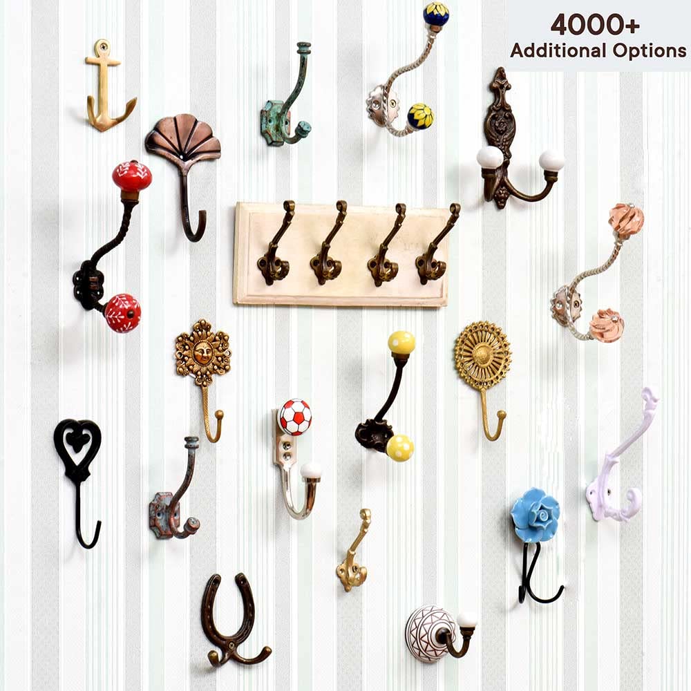 IndianShelf Handmade Dot Hooks Hangers Holders Wall Hanging Coat Key Clothes Mount Hat Mug Kitchen Utensils Bathroom (Iron_Green_6.25 Inches)-1 Piece