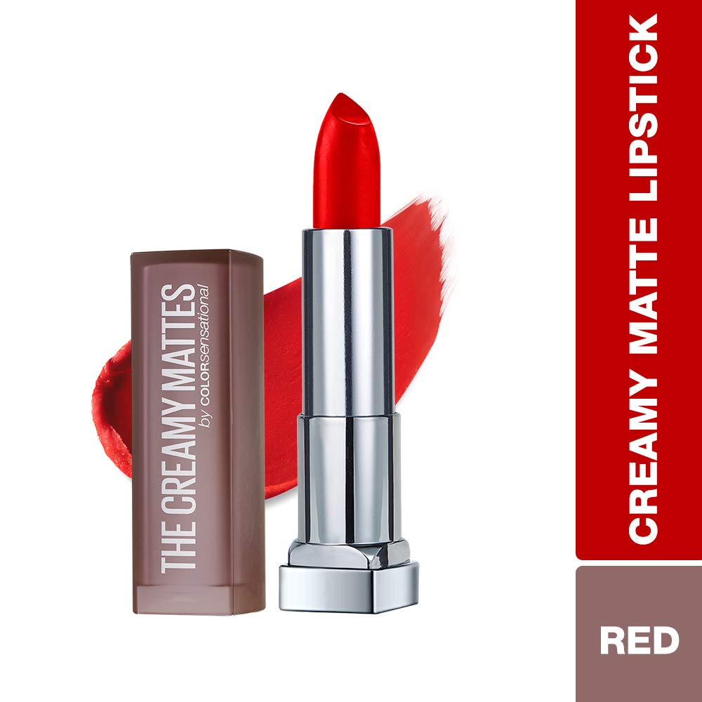 Maybelline New York Color Sensational Creamy Matte Lipstick, 690 Siren in Scarlet, 3.9g And Maybelline New York Color Sensational Creamy Matte Lipstick, 696 Bur
