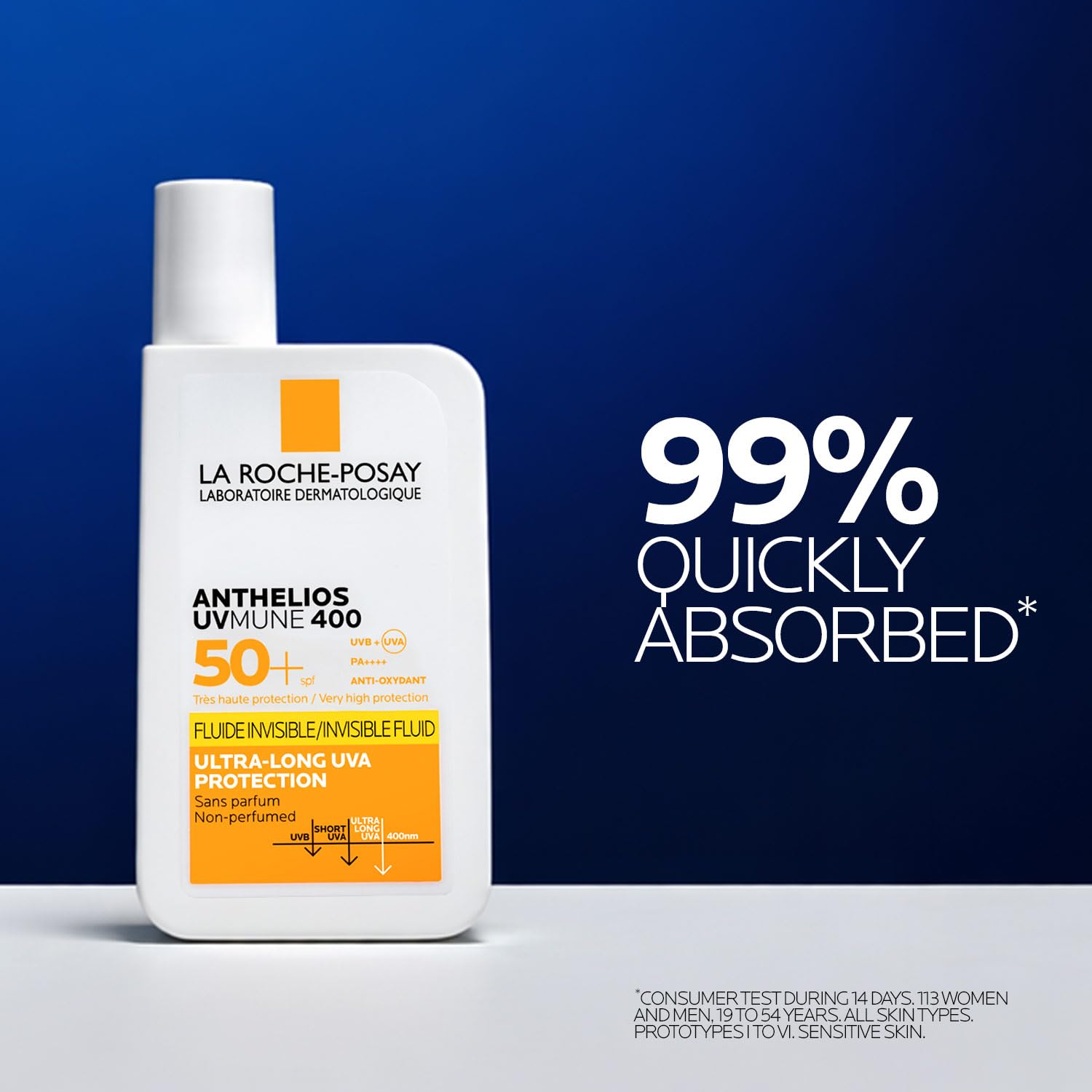 La Roche-Posay Anthelios Sunscreen UVMUNE400 Invisible Fluid SPF50 PA++++ Broad Spectrum UV Protection, Ultra-Lightweight, Non-Perfumed, for Sensitive Skin, 50 ml