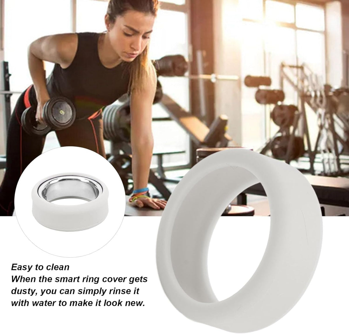 OJOS Silicone Ring Cover Compatible with Oura Ring Gen 3/ Gabit Ring, Round Ring Case Elastic Ring Protection Smart Ring Protector Sleeve Accessories (Gray, Sma