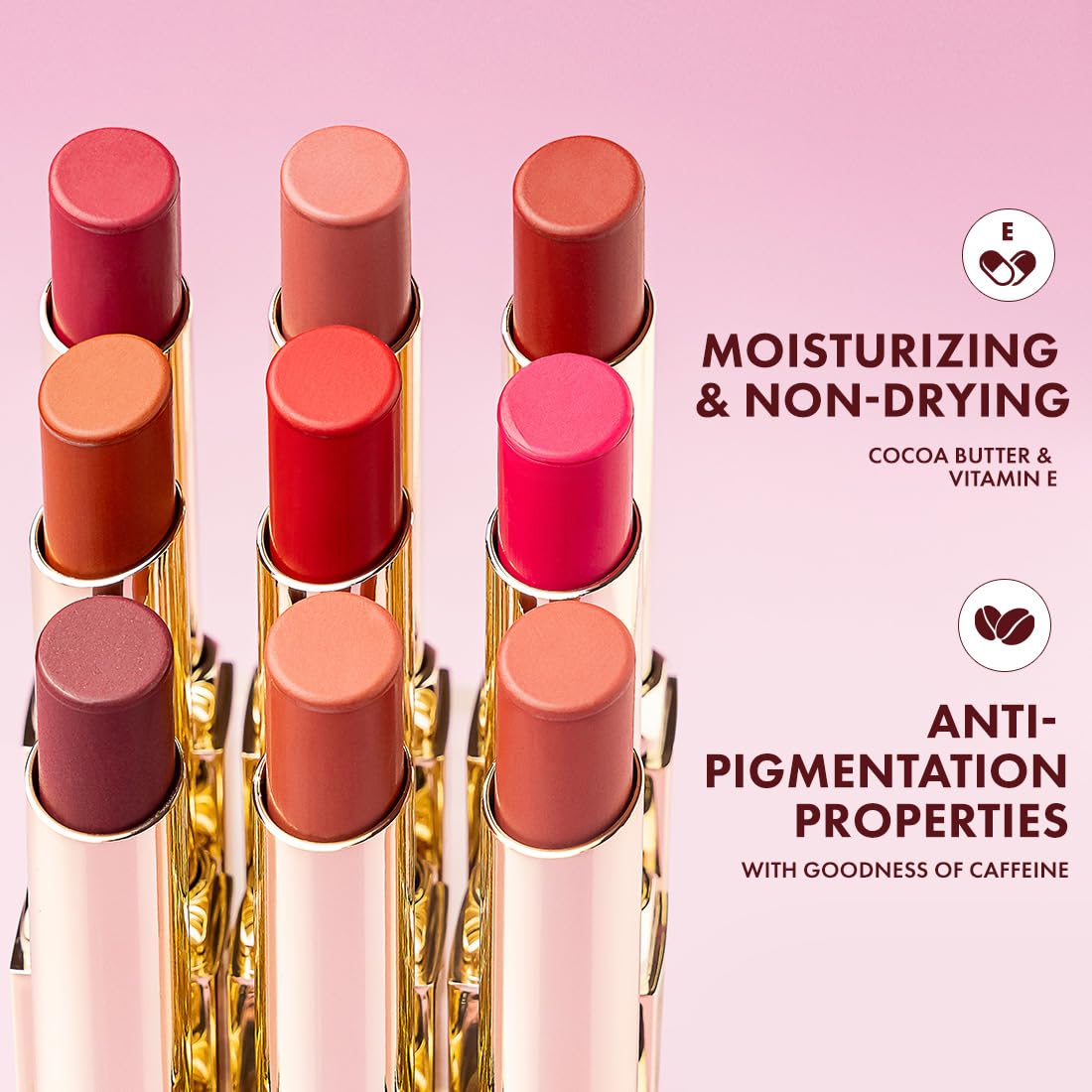 Creamy Matte Kiss Bullet Lipstick | Moisturizing & Lightweight | Comfortable, Non-drying & Long Stay Lipstick | Infused with Cocoa Butter & Vitamin E | Lipstick