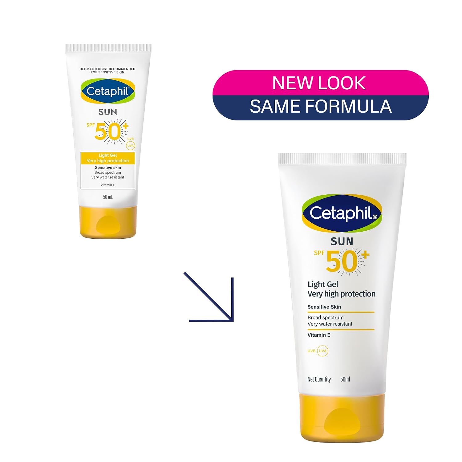 Cetaphil Sun SPF 50 Sunscreen Light Gel 50 ml – Very High Protection SPF 50+ Broad Spectrum UVA/UVB - Lightweight, Non-Sticky Gel - - Water resistant - Fast Absorbing Daily Face Sunscreen for Sensitive Skin - For All Skin Types