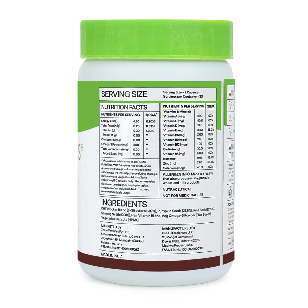 OZiva Hair Vitamins +Plant Based Biotin Powder for Hairfall, Combo Pack