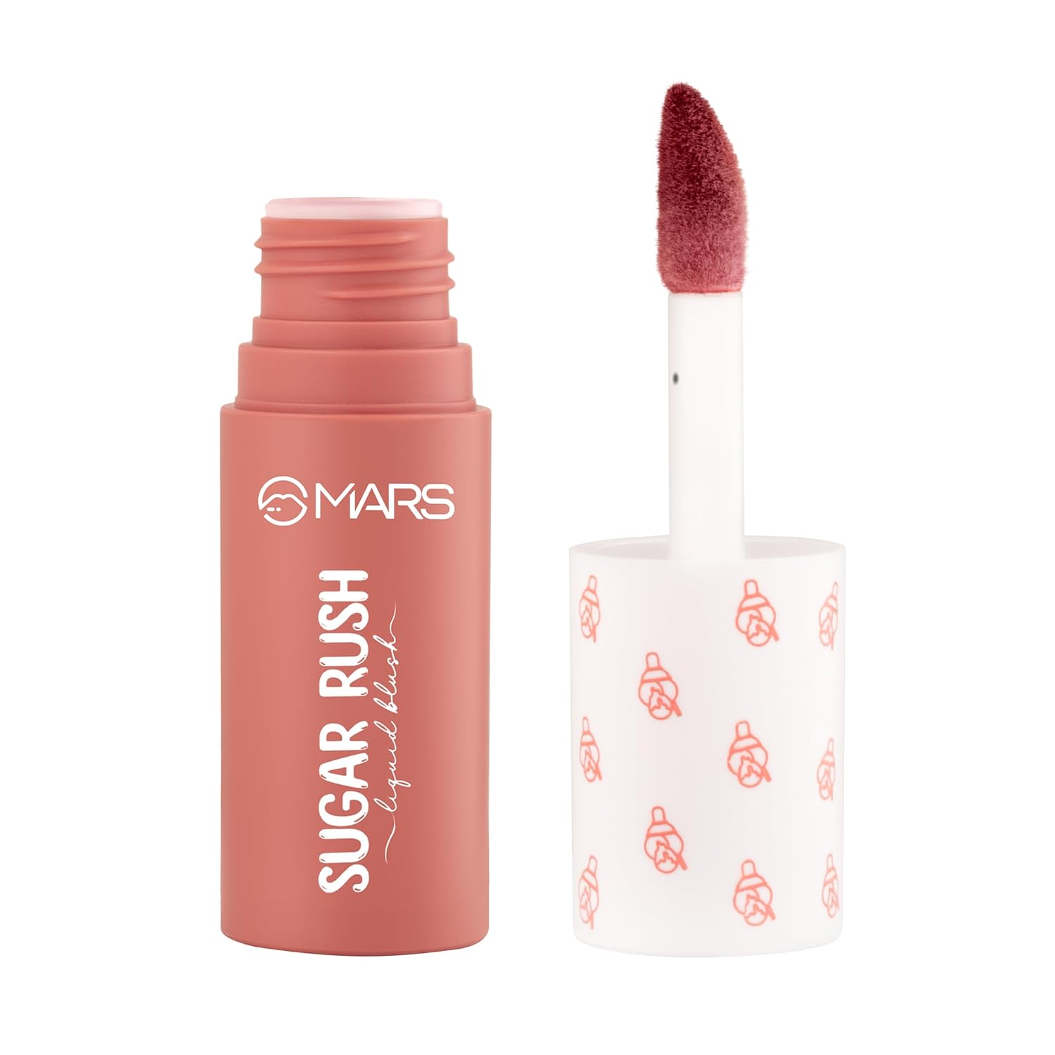 MARS Sugar Rush Liquid Blush (02-CORAL SORBET) | High-Pigmentation | Lightweight Formula | Dewy Matte Finish | Long-Lasting | Smooth Radiant Glow | Easy Doe-Foot Applicator (4.5ml)