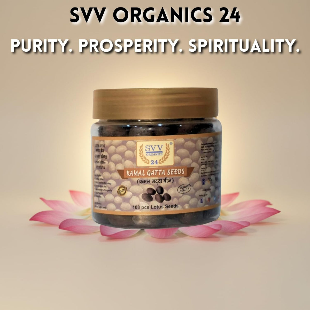 SVV Organics 24 Kamal Gatta Seeds – 108pcs Lotus Seeds for Spiritual Rituals, Pooja Thali, Meditation, Religious Ceremonies, Feng Shui, Abundance, Prosperity, H