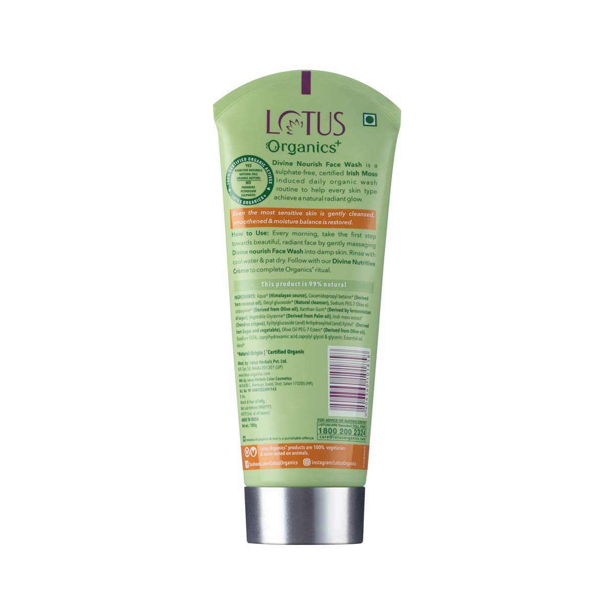 Lotus Organics+ Divine Petals Face Toner Mist 50 ML+ Face Wash 100 ML