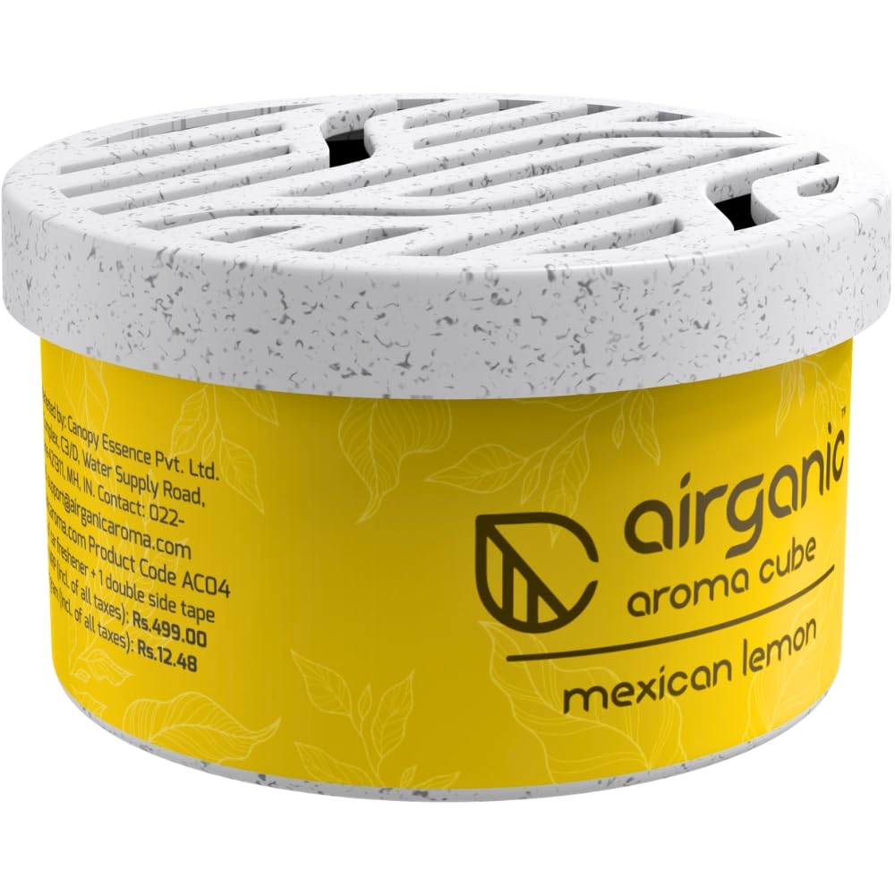 Airganic Aroma Cube -Mexican Lemon fiber Air Freshener |Organic Leakproof Car Perfume- 40g -Refreshing fragrance for Home, Office and Car Interior -Freshen'up y