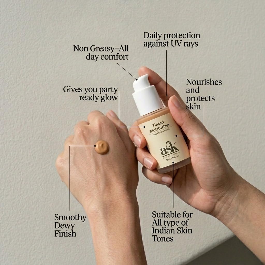 ASK Tinted Moisturizer Cream for Men 30ml | BB Cream | Improves Uneven Skin Tone | Lightweight | Non-Greasy | Hydrating Face Cream | Long-Lasting | All Skin Typ