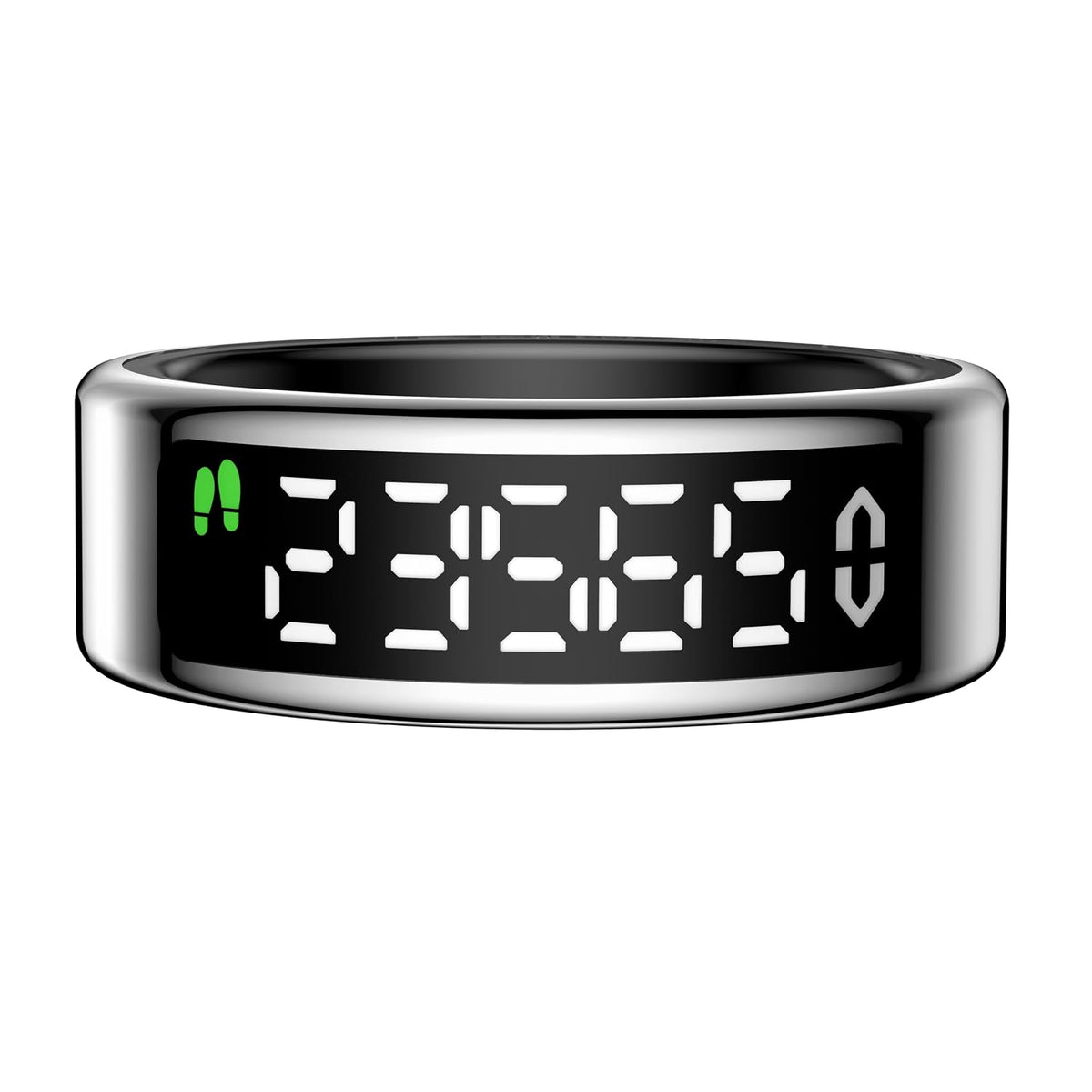 Smart Ring | Health Tracker | Built-in LED Display | Sleep, Heart Rate, HRV, SPO₂, Step Tracker | Sports Modes | Gesture Control | 5+ Day Battery | Silver | Siz
