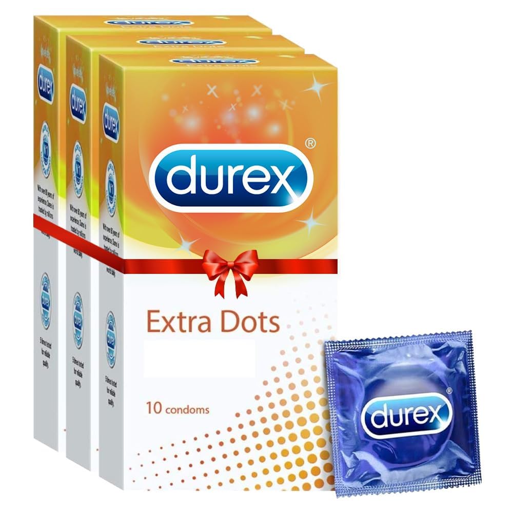 Durex Extra Dotted Condoms for Men - 10 Count (Pack of 3) Extra Dots