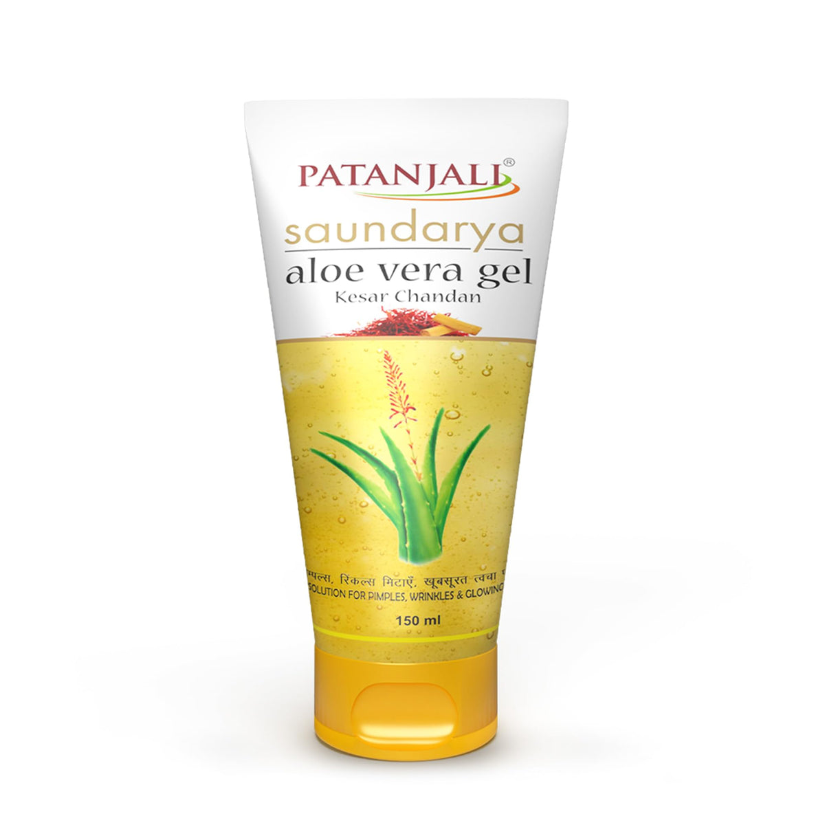 Patanjali Saundarya Aloevera Gel Kesar Chandan 150ml For Men, Women, Anti-Acne & Pimples, For all Skin Types Aloe Vera 150 ml (Pack of 1)
