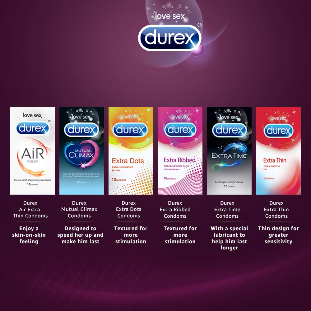 Durex Air Condoms for Men - 10 Count with Durex Lube Sensual Massage and Lubricant Gel for Men & Women - 200ml | Water based lube | Suitable for use with toys