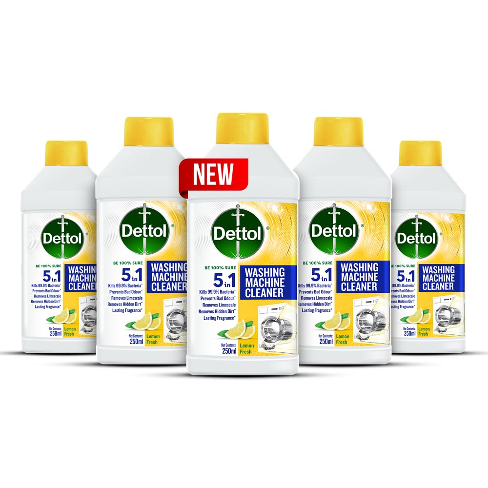 Dettol 5 in 1 Washing Machine Cleaner Lemon 250ml (Pack of 5)